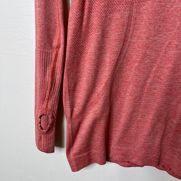 Lululemon Swiftly Tech Athletic Top Red Coral Sz 6 Long Sleeve Yoga Running - Picture 6 of 8